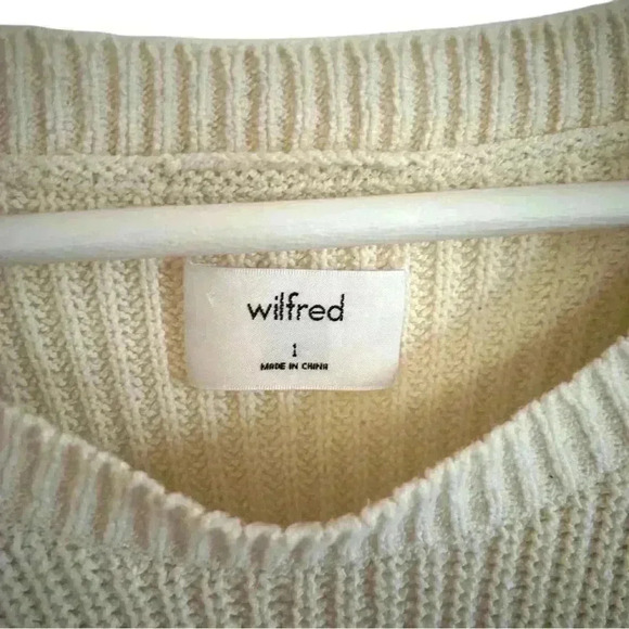 WILFRED ARITZIA Split Side Cotton Rib Knit Cream Sweater Women's Size 1 - Picture 5 of 6